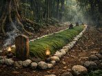 Makam terpanjang di hutan Alas Purwo Banyuwangi dengan panjang belasan meter, berada di kawasan hutan lebat yang dikenal angker dan penuh misteri spiritual.