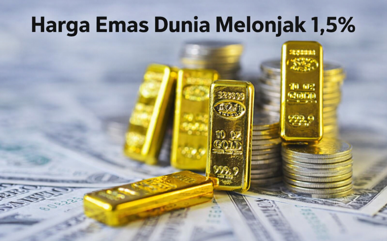 Harga emas dunia melonjak 1,5 persen pada akhir pekan, didorong pelemahan data ekonomi AS dan meningkatnya ketidakpastian pasar global.