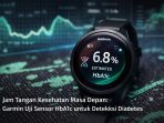 Jam tangan pintar Garmin menampilkan estimasi HbA1c berbasis sensor optik, teknologi kesehatan masa depan yang dikembangkan untuk membantu deteksi dini risiko diabetes secara non-invasif tanpa tusukan jari.