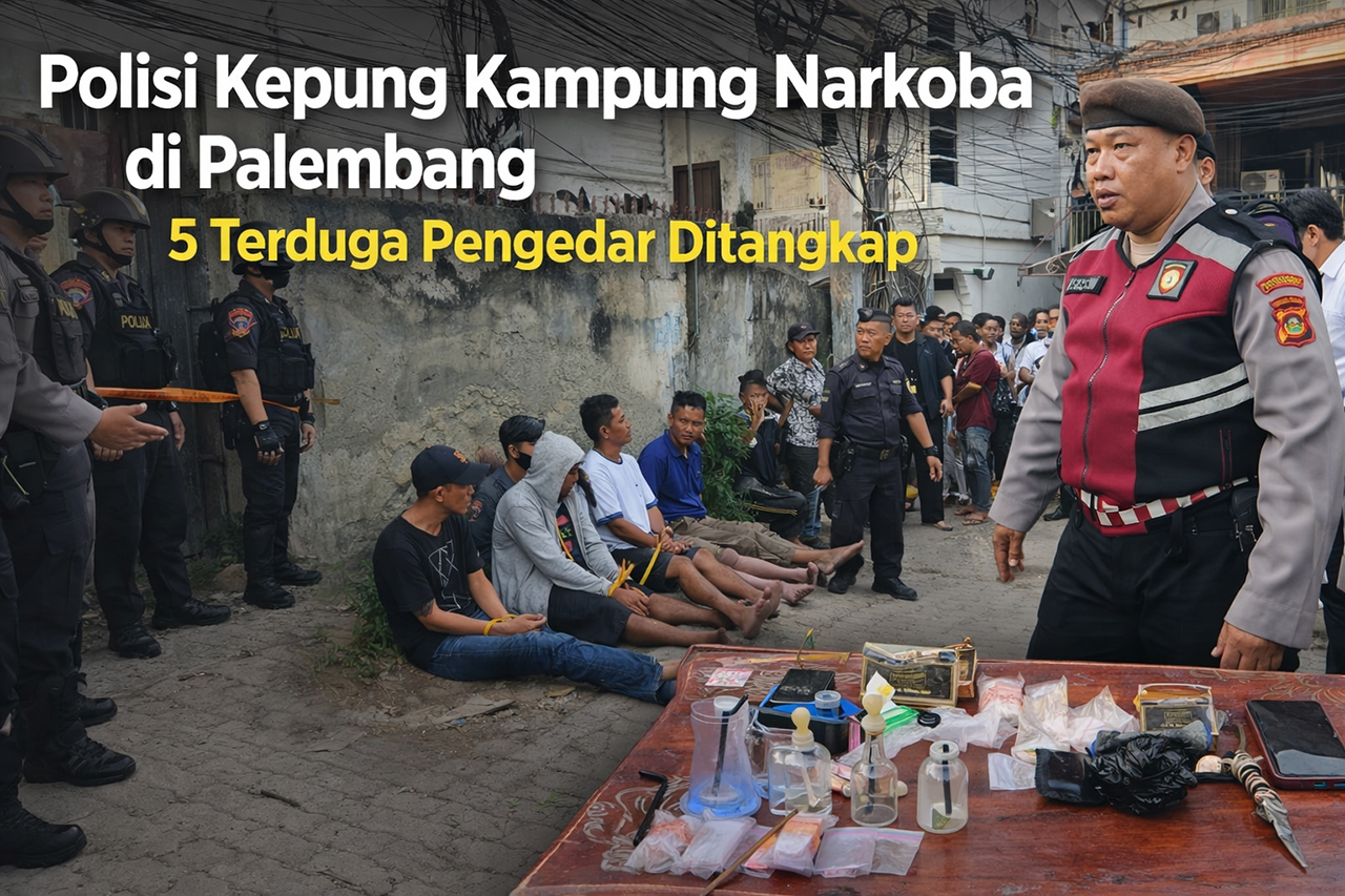 Sehari Sebelum Ramadan, Kampung Narkoba di Palembang Digerebek, Warga Sempat Ricuh.