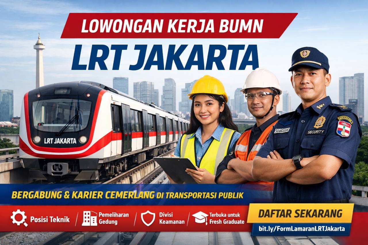 LRT Jakarta membuka lowongan kerja BUMN untuk berbagai posisi strategis. Kesempatan berkarier di sektor transportasi publik modern ini terbuka bagi lulusan D3 hingga S1, termasuk fresh graduate, untuk bersama membangun sistem mobilitas Jakarta yang terintegrasi dan berkelanjutan.