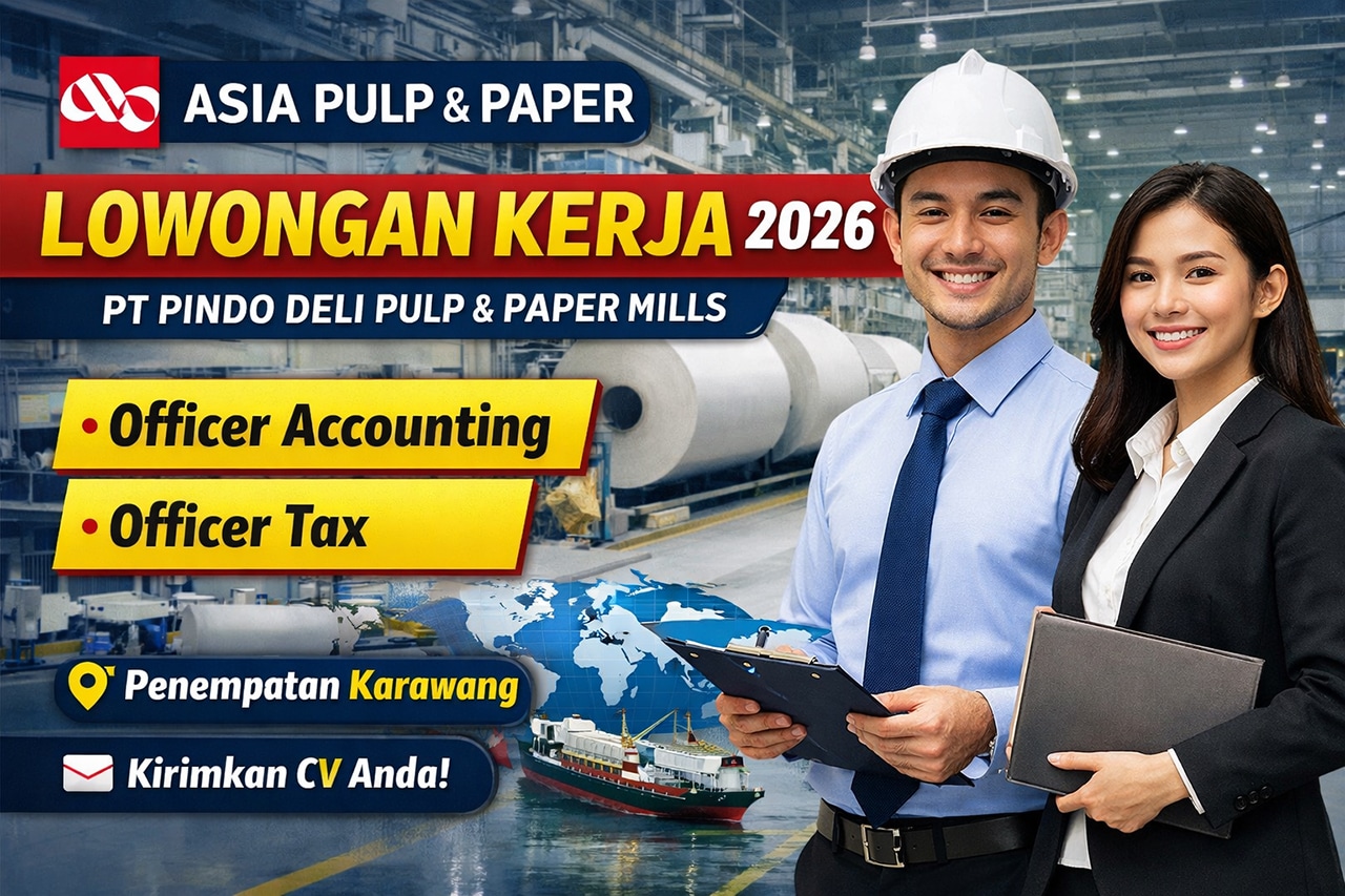 Ilustrasi rekrutmen PT Pindo Deli Pulp and Paper Mills 2026 untuk lulusan S1 Akuntansi.