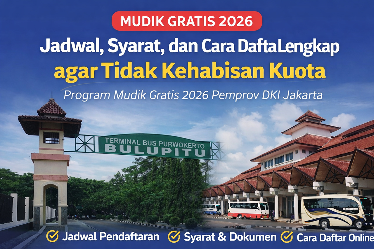 Terminal Bus Bulupitu Purwokerto menjadi salah satu tujuan Program Mudik Gratis 2026 Pemprov DKI Jakarta.
