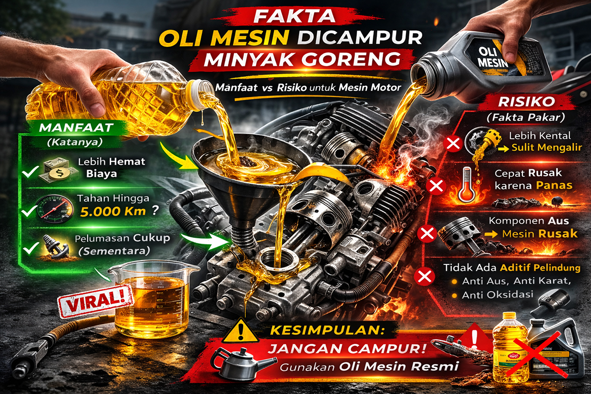 Oli Mesin Dicampur Minyak Goreng