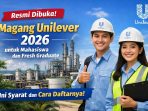 Resmi Dibuka! Program Magang 2026 di PT Unilever Oleochemical Indonesia memberikan kesempatan emas bagi mahasiswa dan fresh graduate untuk merasakan pengalaman kerja langsung di industri global.
