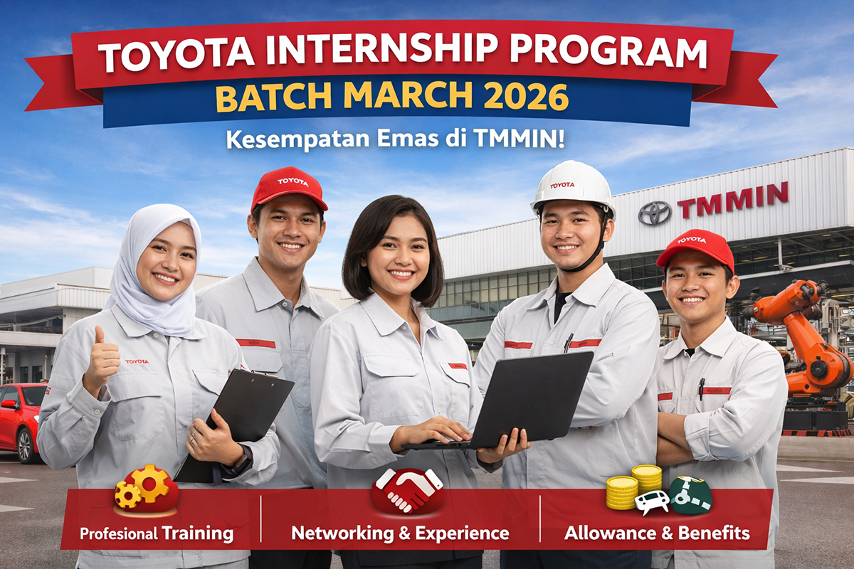 Toyota Internship Program Batch Maret 2026 di Toyota Motor Manufacturing Indonesia resmi dibuka.
