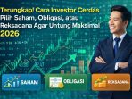 Strategi investasi cerdas 2026 Ilustrasi grafik pergerakan pasar modal yang menunjukkan peluang keuntungan investasi saham, obligasi, dan reksadana. Investor cerdas perlu memahami karakteristik dan risiko setiap instrumen agar dapat memaksimalkan keuntungan pada tahun 2026.