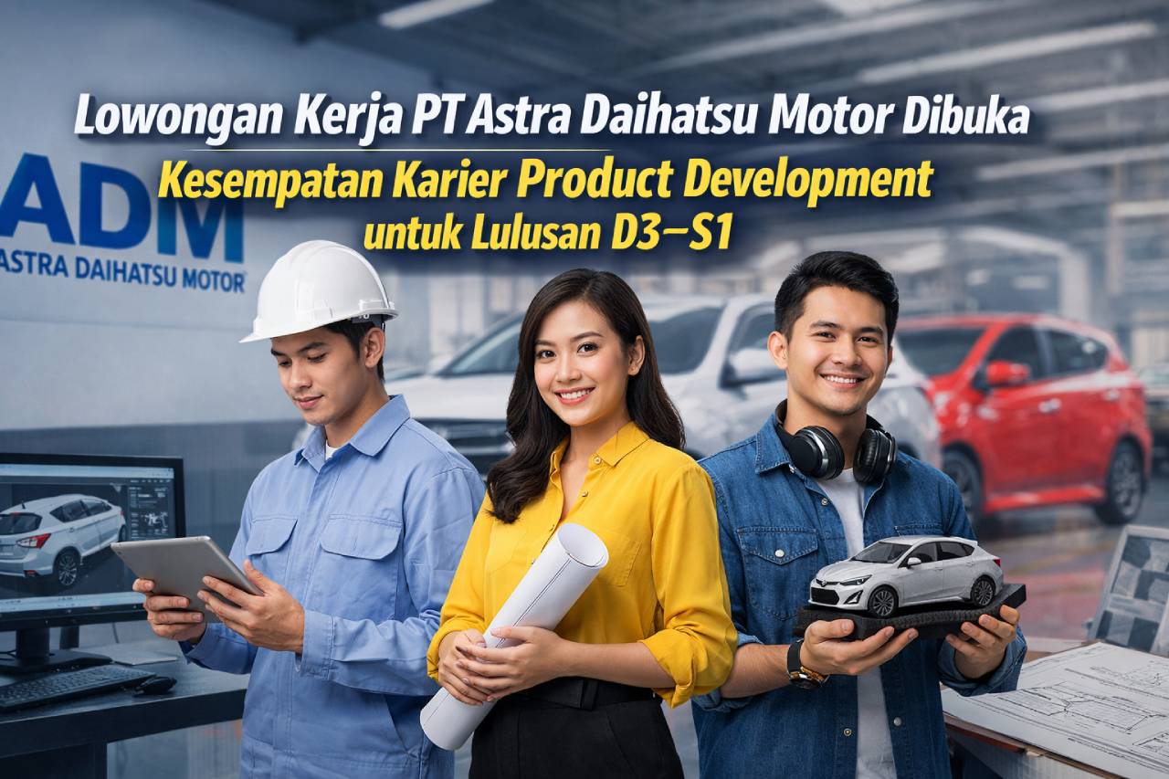 Tim profesional PT Astra Daihatsu Motor tengah bekerja di divisi Product Development, menampilkan desain kendaraan terbaru dan inovasi otomotif, membuka peluang karier bagi lulusan D3–S1 di industri otomotif Indonesia.