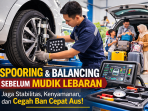 Mekanik melakukan proses spooring dan balancing pada roda mobil di bengkel untuk memastikan kendaraan tetap stabil dan nyaman dikendarai sebelum digunakan untuk perjalanan mudik Lebaran. Mekanik melakukan proses spooring dan balancing pada roda mobil di bengkel untuk memastikan kendaraan tetap stabil dan nyaman dikendarai sebelum digunakan untuk perjalanan mudik Lebaran.