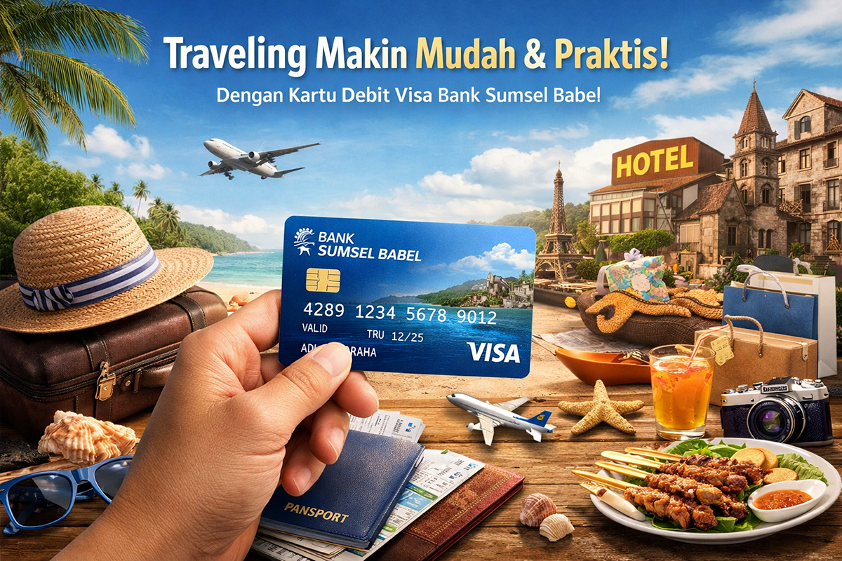Traveling makin praktis dan aman dengan Kartu Debit Visa Bank Sumsel Babel, solusi transaksi mudah tanpa perlu membawa banyak uang tunai.