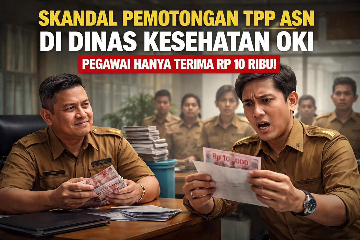 Ilustrasi dugaan pemotongan Tambahan Penghasilan Pegawai (TPP) di lingkungan Dinas Kesehatan Kabupaten Ogan Komering Ilir (OKI).