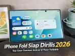 Ilustrasi smartphone layar lipat yang menggambarkan konsep iPhone Fold 2026, perangkat foldable pertama dari Apple yang dikabarkan akan hadir dengan layar lebih lebar, desain tanpa lipatan, serta teknologi terbaru untuk bersaing dengan ponsel lipat Android. Ilustrasi smartphone layar lipat yang menggambarkan konsep iPhone Fold 2026, perangkat foldable pertama dari Apple yang dikabarkan akan hadir dengan layar lebih lebar, desain tanpa lipatan, serta teknologi terbaru untuk bersaing dengan ponsel lipat Android.