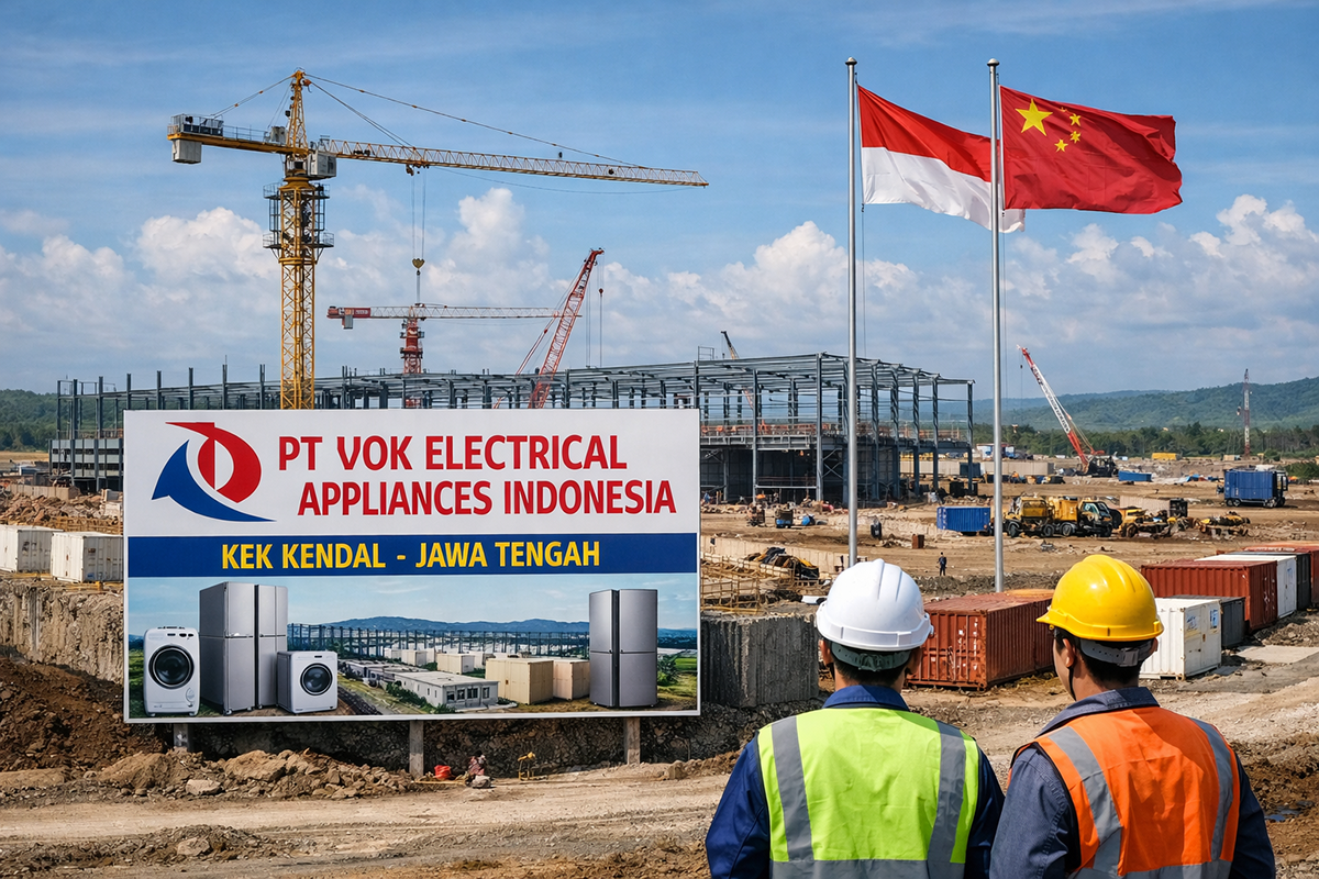 Pembangunan pabrik PT VOK Electrical Appliances Indonesia di Kawasan Ekonomi Khusus (KEK) Kendal, Jawa Tengah.
