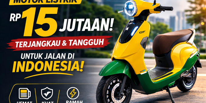 Motor listrik Indomobil Emotor QT hadir dengan harga mulai Rp15 jutaan dan diklaim memiliki rangka kuat serta dirancang untuk menghadapi berbagai kondisi jalan di Indonesia. Motor listrik Indomobil Emotor QT hadir dengan harga mulai Rp15 jutaan dan diklaim memiliki rangka kuat serta dirancang untuk menghadapi berbagai kondisi jalan di Indonesia.