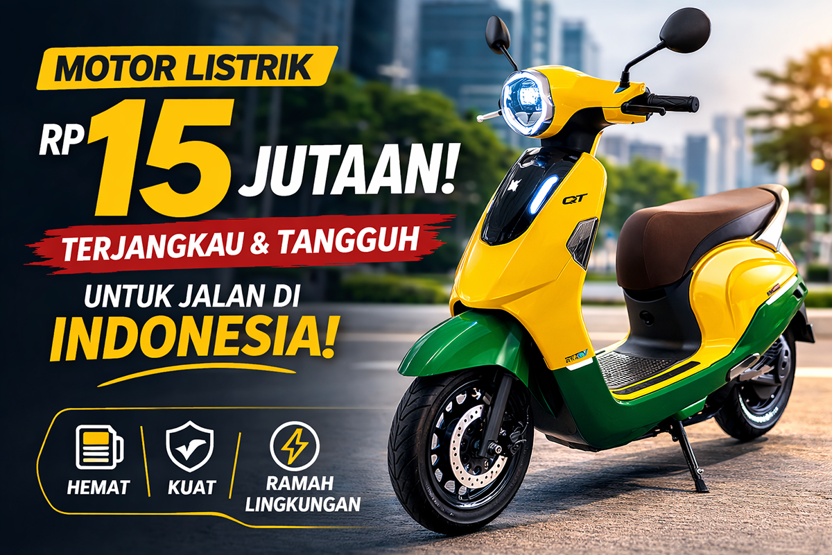 Motor listrik Indomobil Emotor QT hadir dengan harga mulai Rp15 jutaan dan diklaim memiliki rangka kuat serta dirancang untuk menghadapi berbagai kondisi jalan di Indonesia.