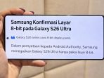 Tampilan fitur Privacy Display pada Samsung Galaxy S26 Ultra, sementara Samsung mengonfirmasi bahwa flagship terbaru ini menggunakan panel layar 8-bit, bukan 10-bit seperti yang sempat diklaim sebelumnya.
