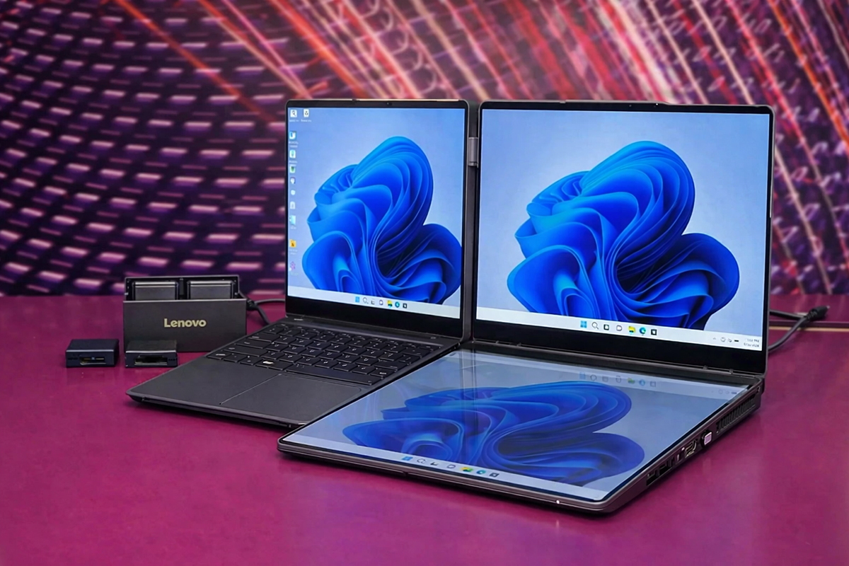 ThinkBook Modular AI PC dari Lenovo tampil di MWC 2026 dengan desain modular futuristis, menghadirkan layar ganda magnetik dan port fleksibel yang siap mengubah cara kerja laptop bisnis modern.