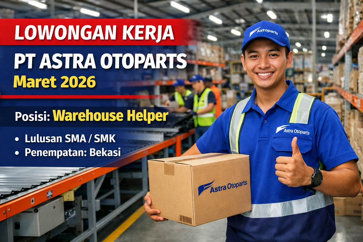 Lowongan Kerja PT Astra Otoparts Tbk Maret 2026 dibuka untuk posisi Warehouse Helper, kesempatan emas bagi lulusan SMA/SMK yang ingin berkarir di industri otomotif nasional.