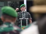 Apel perdana Danrem 044/Gapo, Brigjen TNI Khabib Mahfud, S.I.P., M.M., di Lapangan Apel Makorem 044/Gapo Palembang, Rabu (4/3/2026).