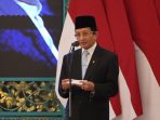 Menteri Agama Nasaruddin Umar menyampaikan sambutan dalam peringatan Nuzulul Qur’an Tingkat Kenegaraan di Istana Negara, Jakarta, Selasa (10/3/2026). Menteri Agama Nasaruddin Umar menyampaikan sambutan dalam peringatan Nuzulul Qur’an Tingkat Kenegaraan di Istana Negara, Jakarta, Selasa (10/3/2026).