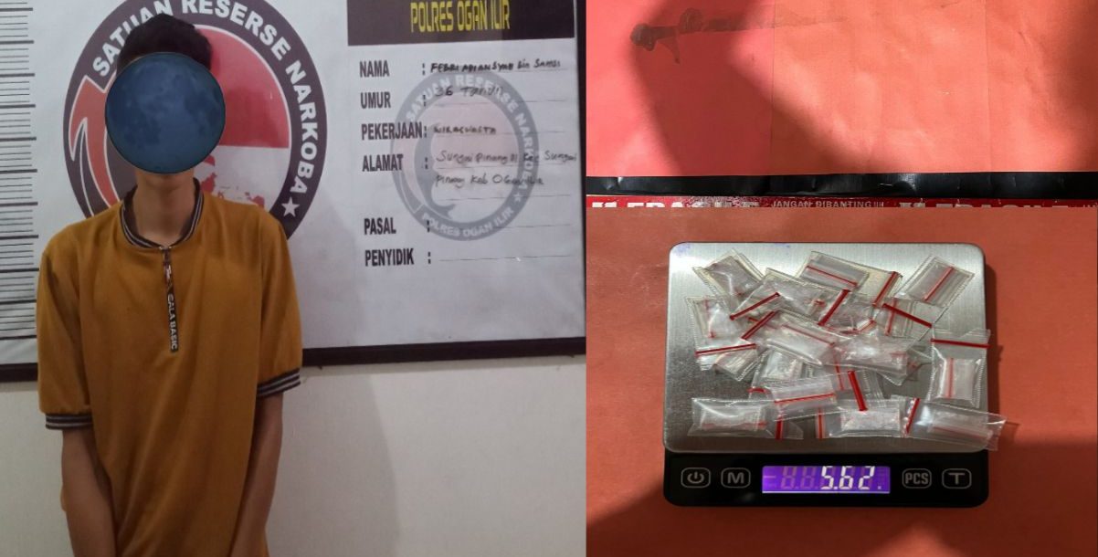 Pengedar di Ogan Ilir Disergap Polisi di Bawah Rumah Panggung, 17 Paket Sabu Disita
